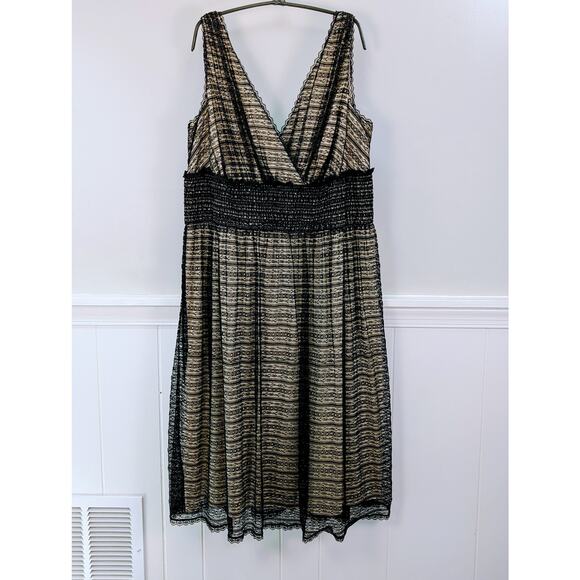Adrianna Papell Dresses & Skirts - Adrianna Papell Black Lace Whimsigoth Sleeveless Midi Party Cocktail Dress 16W
